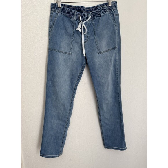 INC International Concepts Pull On Jeans Womens Size 10 Blue Denim Straight Leg - Picture 1 of 8